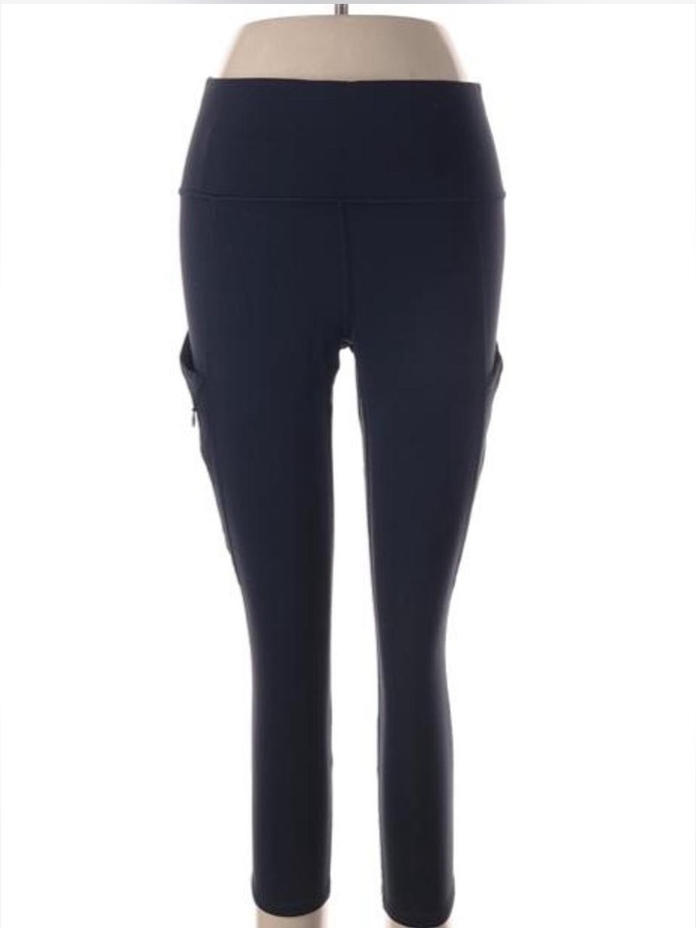 ATHLETA Cargo Zip Side Pocket Tulip Capri Legging in Black — S